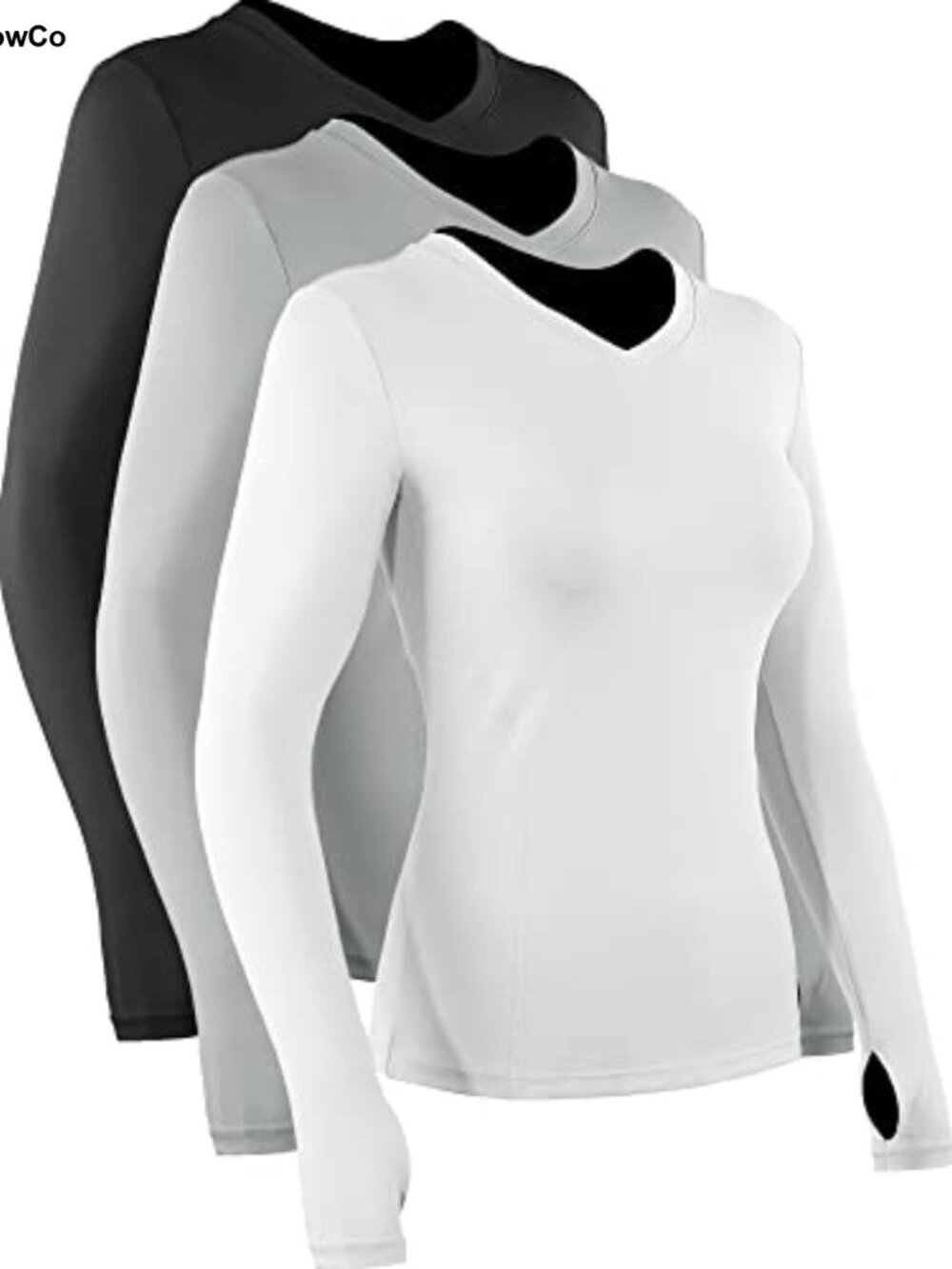 Women Long Sleeve V-Neck Workout Yoga T-Shirt Dry Fit Active Tee